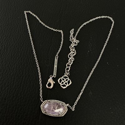 Kendra Scott Elisa Silver Pendant Necklace with Light Purple Stone