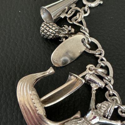 Vintage Sterling Silver Charm Bracelet with 15 Charms