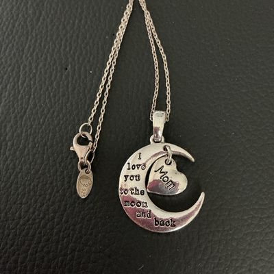 Sterling Silver 'I Love You to the Moon and Back' Mom Pendant Necklace