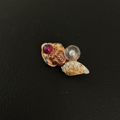 Vintage Fortune Teller Brooch with Crystal Ball