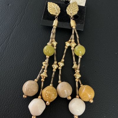 Vintage Genuine Lucite Beaded Dangle Clip-On Earrings