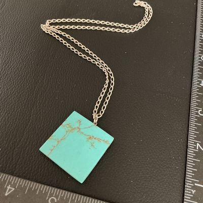 Vintage Sterling Silver Turquoise & Marcasite Geometric Pendant Necklace