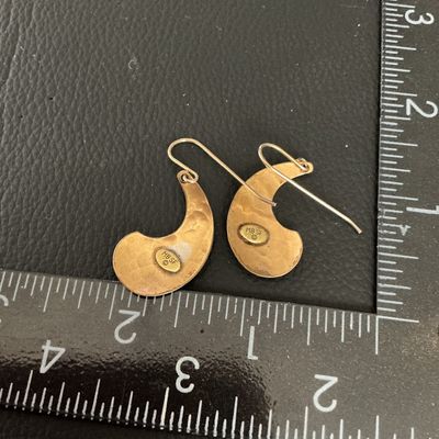 MB SF Vintage Brass Crescent Drop Earrings