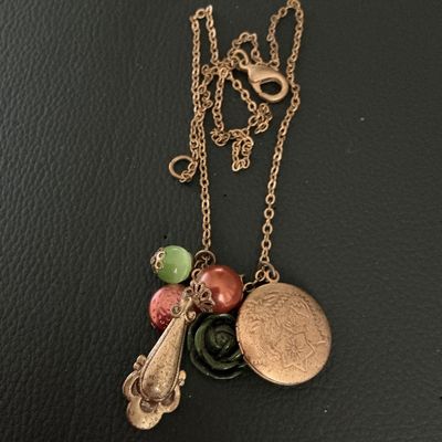 Vintage Style Charm Necklace with Locket and Beads
