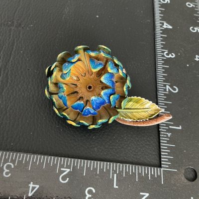 Vintage Enamel Flower Brooch Pin