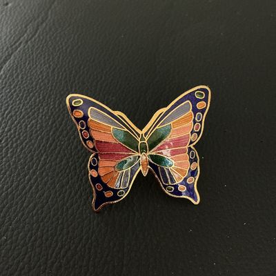 Vintage Cloisonné Enamel Butterfly scarf slide