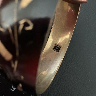 Vintage Brass and Enamel Bangle Bracelet - Made in India