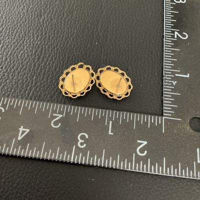 Vintage Gold-Tone Oval Rose Cameo Style Post Earrings