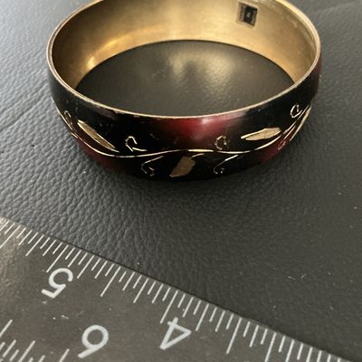Vintage Brass and Enamel Bangle Bracelet - Made in India