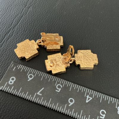 Vintage Roman Soldier Intaglio Clip-On Dangle Earrings