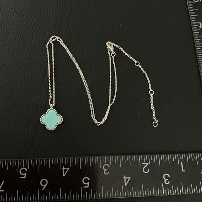 Silver-Tone Turquoise Clover Pendant Necklace