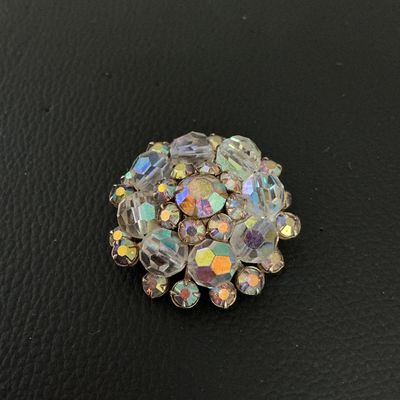 Vintage Aurora Borealis Rhinestone and Crystal Brooch