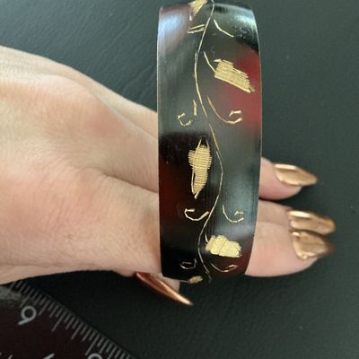 Vintage Brass and Enamel Bangle Bracelet - Made in India