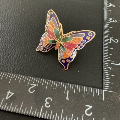 Vintage Cloisonné Enamel Butterfly scarf slide