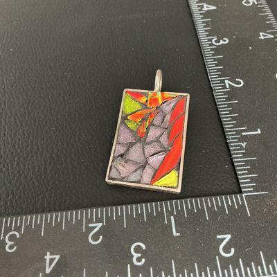 Artisan Mosaic Glass Inlay Rectangular Pendant