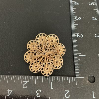 Vintage Gold Tone Aurora Borealis Rhinestone Filigree Brooch