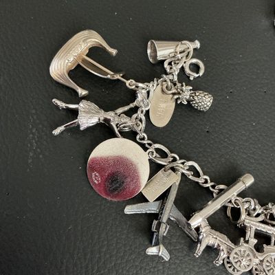 Vintage Sterling Silver Charm Bracelet with 15 Charms
