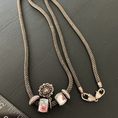 Brighton Mesh Chain Necklace with Slide Charms and Flower Pendant