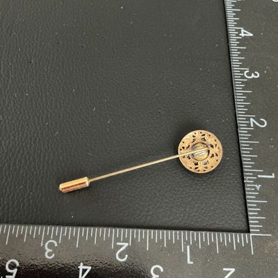 Vintage Gold Tone Heart Locket Stick Pin with Floral Detail