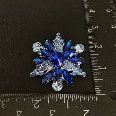 Blue Rhinestone Snowflake Brooch