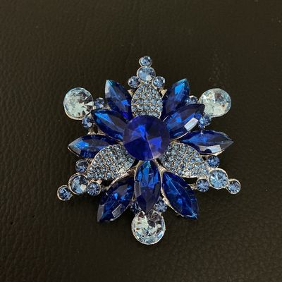Blue Rhinestone Snowflake Brooch