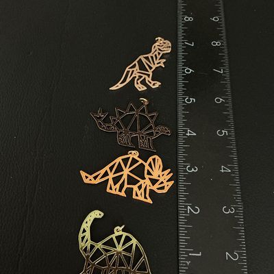 Geometric Dinosaur Pendant Charms - Set of 4