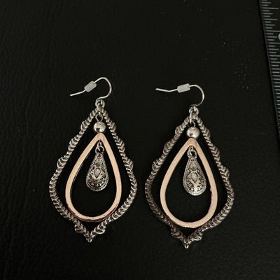 Two-Tone Layered Teardrop Dangle Earrings