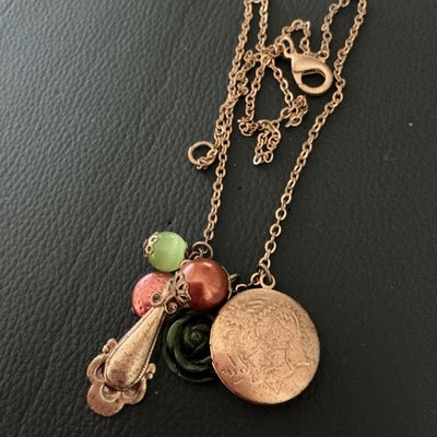 Vintage Style Charm Necklace with Locket and Beads