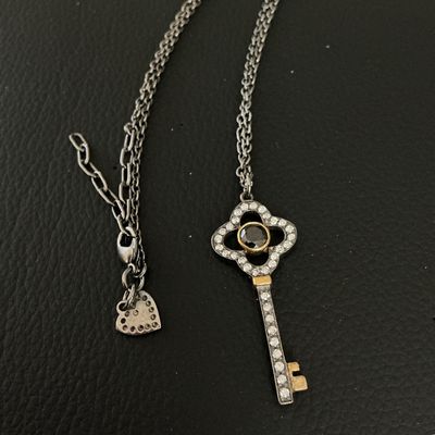 Accent Key Pendant Necklace with Stones