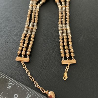 Vintage Multi-Strand Beaded Statement Necklace with Rhinestone Flower Focal