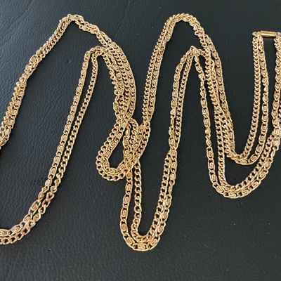 Vintage Gold-Tone Multi-Strand S-Link Chain Necklace