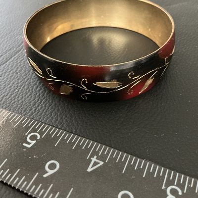 Vintage Brass and Enamel Bangle Bracelet - Made in India