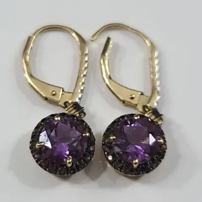 14K Gemstone & Diamond Earrings 