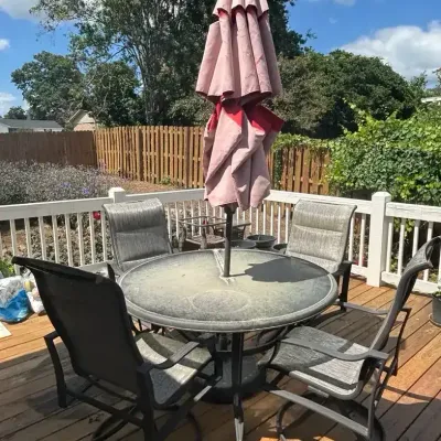 Outdoor Dining Set & Umbrella