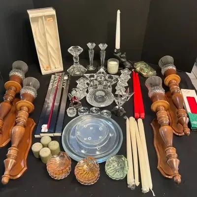 Candle Holders, Candles & Crystal Decor