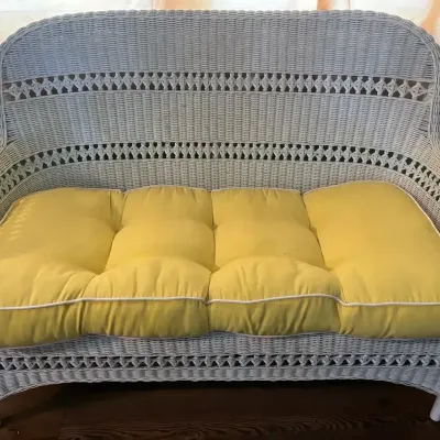 White Wicker Settee