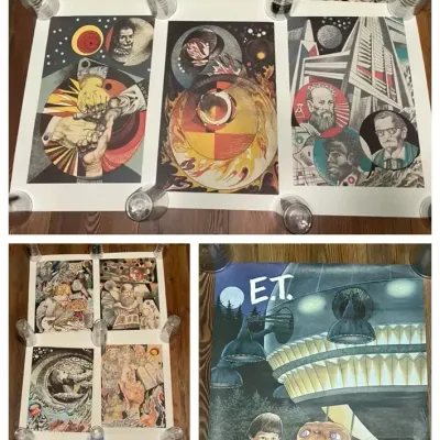 Science Collage Prints, U.S. Open & E.T. Posters