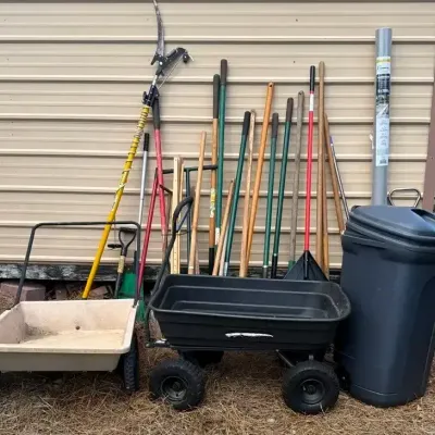 Garden Tools With Wheelbarrows, Shovels & Rakes