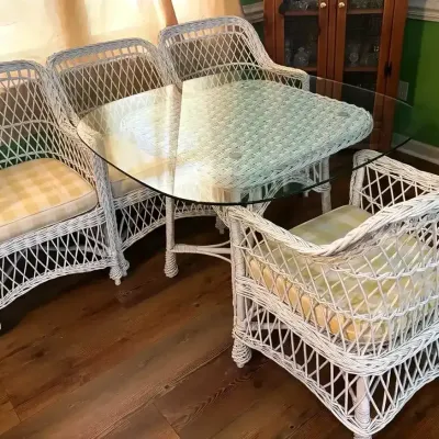 White Wicker Dining Set