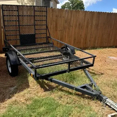 Black Utility Trailer With Ramp