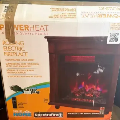 PowerHeat Rolling Electric Fireplace