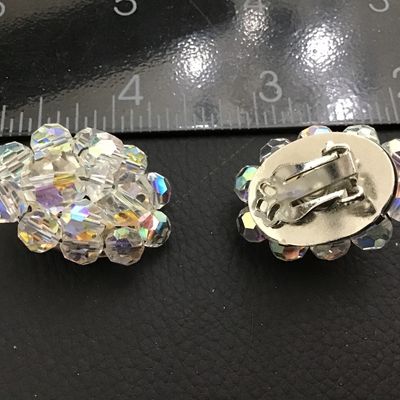 Crystal Oblong Vintage Clip on Earrings