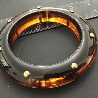Vintage Translucent Amber Embedded Gold Tone Studs Bangle