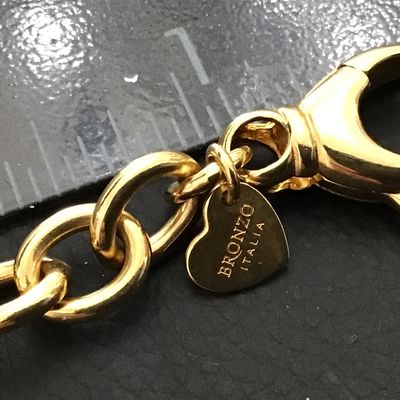 925 Heart Semi Precious Stone Charm on Italy Bronze Bracelet