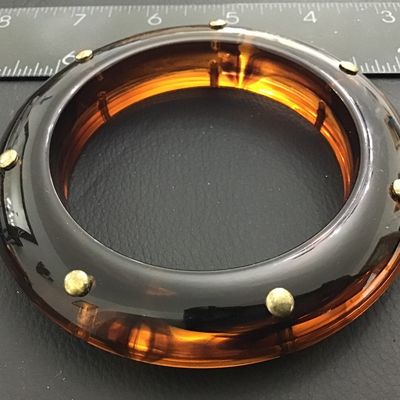 Vintage Translucent Amber Embedded Gold Tone Studs Bangle