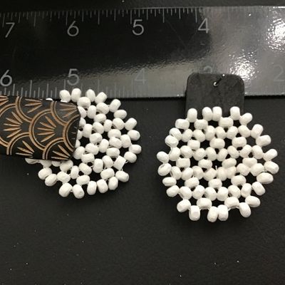 Wood Carved White Floral Statement Earrings