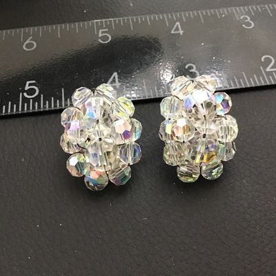 Crystal Oblong Vintage Clip on Earrings