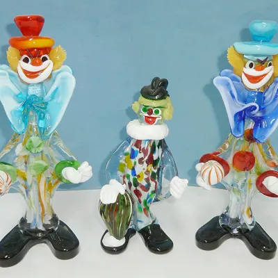 Murano art glass clowns lot