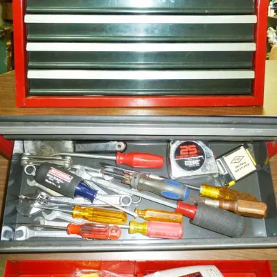 tool box & assorted tools