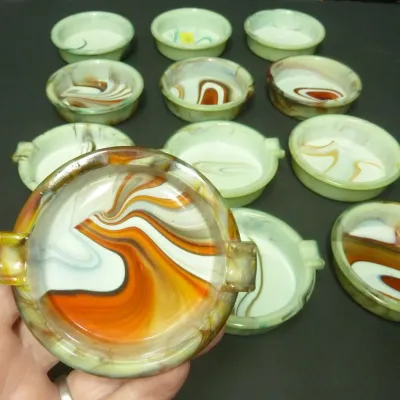 agate glass ashtray lot NICE